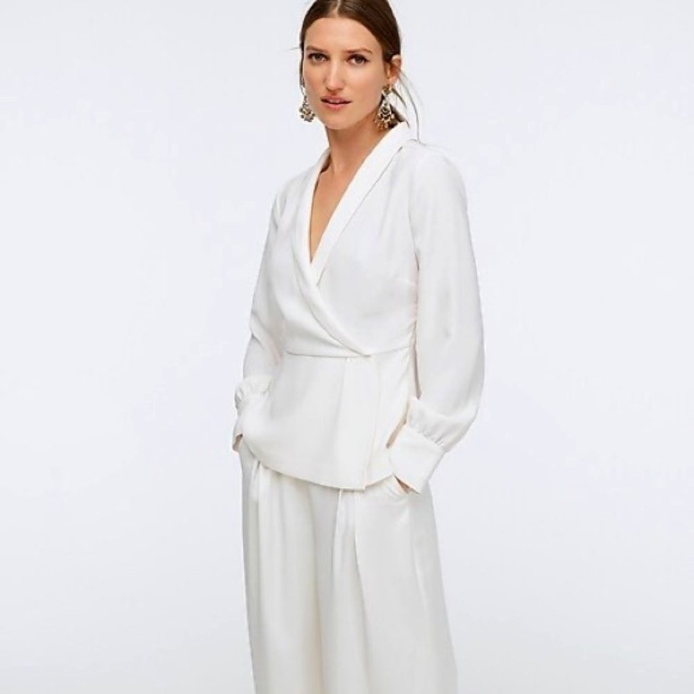 NWT J. Crew Drapery Faux Wrap Top Ivory